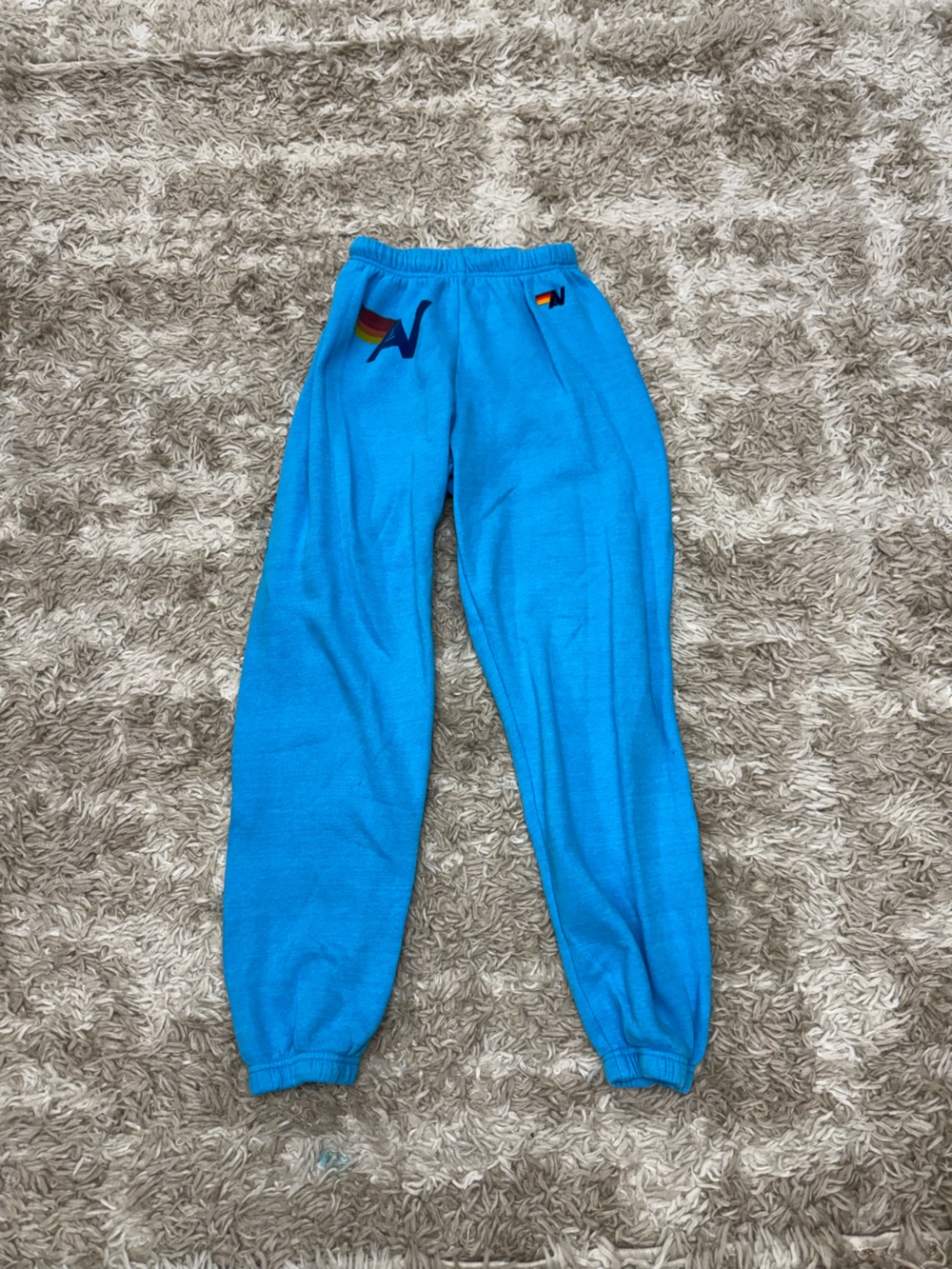 Aviator nation blue rainbow logo sweatpants joggers xs